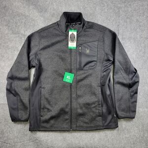 NWT Spyder Dark Gray Black Full Zip Jacket Mens Size XL